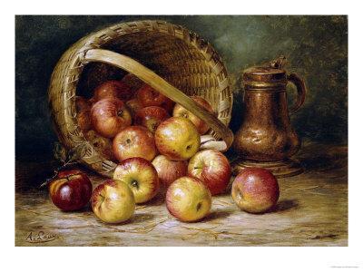 Fruit Apples Many Wicker basket Food 4.3 Wall Art Canvas Picture Print