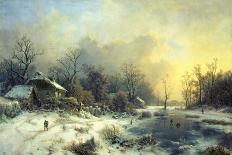 Winter Landscape with Frozen Pond, about 1850-August Piepenhagen-Framed Giclee Print