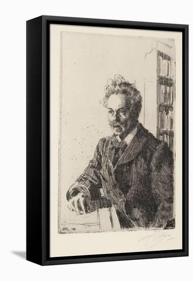 August Strindberg (1849-1912) - Zorn, Anders Leonard (1860-1920) - 1910 - Etching - 29,8X19,8 - Pri-Anders Leonard Zorn-Framed Premier Image Canvas