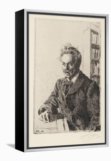 August Strindberg (1849-1912) - Zorn, Anders Leonard (1860-1920) - 1910 - Etching - 29,8X19,8 - Pri-Anders Leonard Zorn-Framed Premier Image Canvas