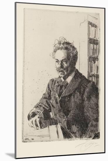 August Strindberg (1849-1912) - Zorn, Anders Leonard (1860-1920) - 1910 - Etching - 29,8X19,8 - Pri-Anders Leonard Zorn-Mounted Giclee Print