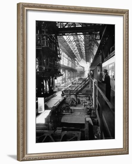 August Thyssen Steel Mill, Large Steel Works, Men Up on Platform-Ralph Crane-Framed Premium Photographic Print