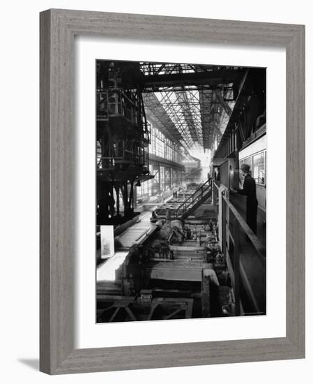August Thyssen Steel Mill, Large Steel Works, Men Up on Platform-Ralph Crane-Framed Photographic Print