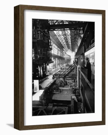 August Thyssen Steel Mill, Large Steel Works, Men Up on Platform-Ralph Crane-Framed Photographic Print