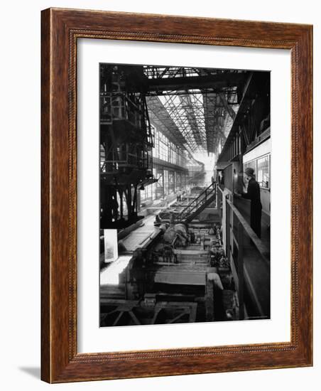 August Thyssen Steel Mill, Large Steel Works, Men Up on Platform-Ralph Crane-Framed Photographic Print