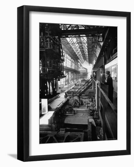 August Thyssen Steel Mill, Large Steel Works, Men Up on Platform-Ralph Crane-Framed Photographic Print