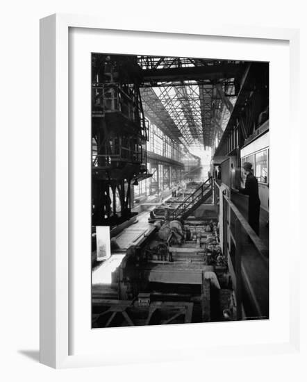 August Thyssen Steel Mill, Large Steel Works, Men Up on Platform-Ralph Crane-Framed Photographic Print