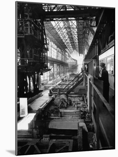 August Thyssen Steel Mill, Large Steel Works, Men Up on Platform-Ralph Crane-Mounted Photographic Print
