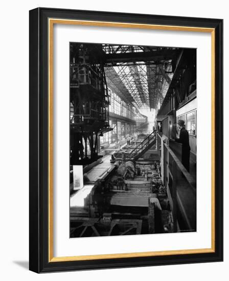 August Thyssen Steel Mill, Large Steel Works, Men Up on Platform-Ralph Crane-Framed Photographic Print