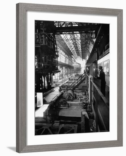 August Thyssen Steel Mill, Large Steel Works, Men Up on Platform-Ralph Crane-Framed Photographic Print