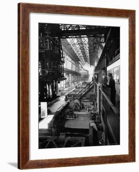 August Thyssen Steel Mill, Large Steel Works, Men Up on Platform-Ralph Crane-Framed Photographic Print