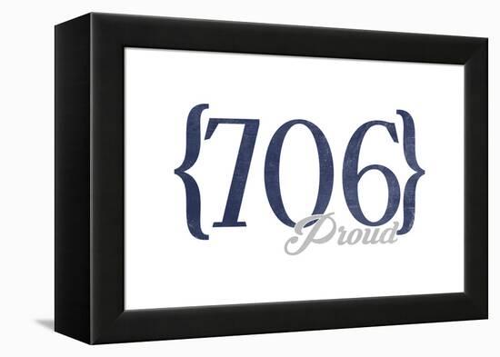 Augusta, Georgia - 706 Area Code (Blue)-Lantern Press-Framed Stretched Canvas