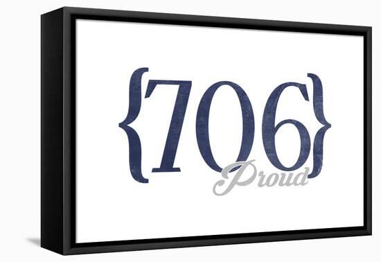 Augusta, Georgia - 706 Area Code (Blue)-Lantern Press-Framed Stretched Canvas