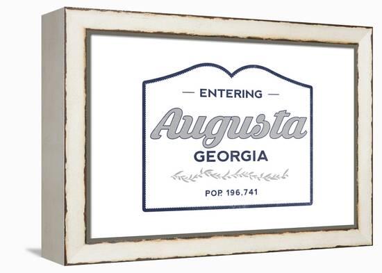 Augusta, Georgia - Now Entering (Blue)-Lantern Press-Framed Stretched Canvas