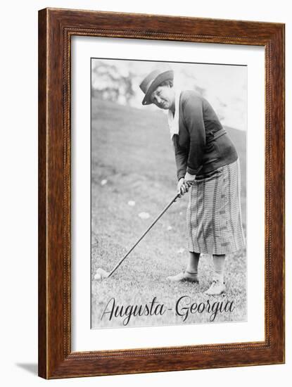 Augusta, Georgia - Woman in Golf Attire-Lantern Press-Framed Art Print