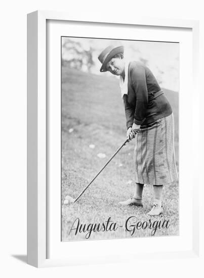 Augusta, Georgia - Woman in Golf Attire-Lantern Press-Framed Art Print