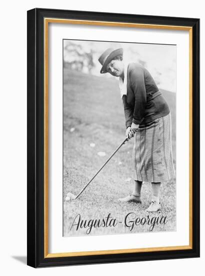 Augusta, Georgia - Woman in Golf Attire-Lantern Press-Framed Art Print