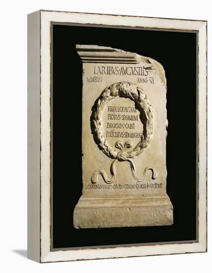 Augustan Altar of Lares, Relief with Oaken Crown and Names of Four Ministers of Vicus Stataematris-null-Framed Premier Image Canvas