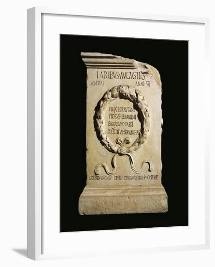 Augustan Altar of Lares, Relief with Oaken Crown and Names of Four Ministers of Vicus Stataematris-null-Framed Giclee Print