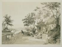 A Pagoda on the Macao-Canton Canal, Plate 21 from 'Sketches of China', Engraved by Eugene Ciceri-Auguste Borget-Framed Giclee Print