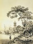 An Indian Mosque by a River with Pilgrims and an Elephant-Auguste Borget-Giclee Print
