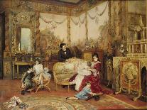 Victorien Sardou (1831-1908) and His Family in Their Drawing Room at Marly-Le-Roi, circa 1875-Auguste de La Brely-Premier Image Canvas