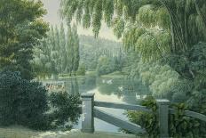 Vue de Malmaison : promenade des dames d'honneur sur la rivière.-Auguste Garneray-Framed Giclee Print