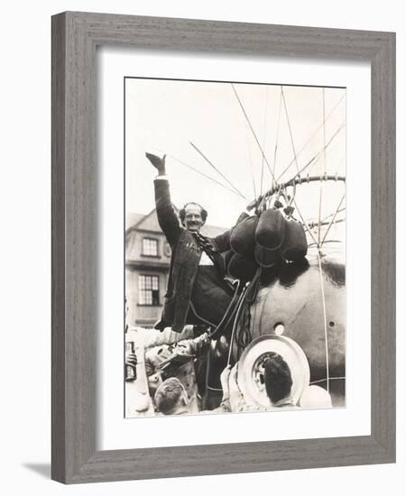 Auguste Piccard Waves as He Climbed into the Spherical Aluminum Capsule-null-Framed Photo