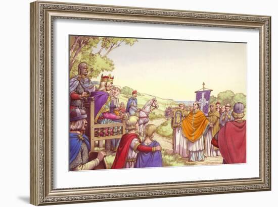 Augustine Facing King Ethelbert and His Queen, Bertha-Pat Nicolle-Framed Giclee Print