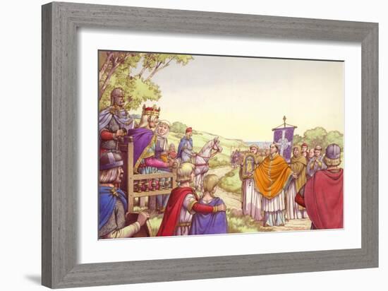 Augustine Facing King Ethelbert and His Queen, Bertha-Pat Nicolle-Framed Giclee Print