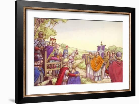 Augustine Facing King Ethelbert and His Queen, Bertha-Pat Nicolle-Framed Giclee Print