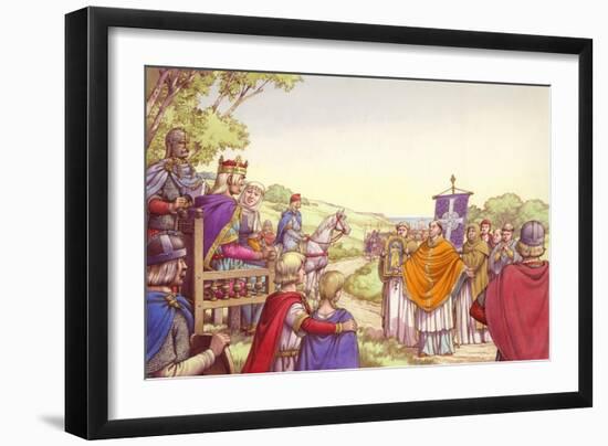 Augustine Facing King Ethelbert and His Queen, Bertha-Pat Nicolle-Framed Giclee Print