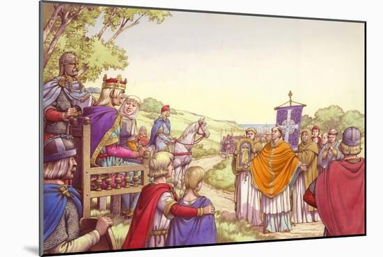 Augustine Facing King Ethelbert and His Queen, Bertha-Pat Nicolle-Mounted Giclee Print