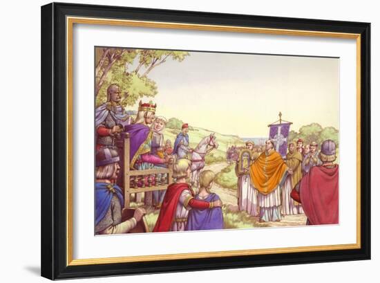 Augustine Facing King Ethelbert and His Queen, Bertha-Pat Nicolle-Framed Giclee Print