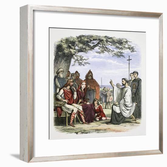 Augustine preaching before King Ethelbert, 597 (1864)-James William Edmund Doyle-Framed Giclee Print