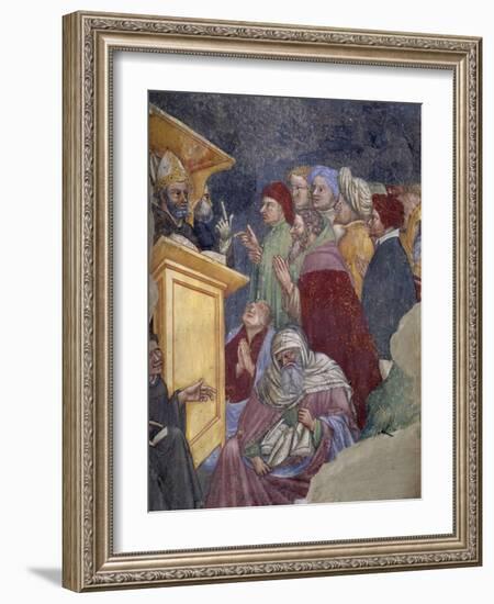 Augustine Preaching to People, Scene from Life of Saint Augustine, 1420-1425-Ottaviano Nelli-Framed Giclee Print