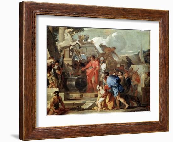 Augustus before the Tomb of Alexander the Great, 17th Century-Sébastien Bourdon-Framed Giclee Print