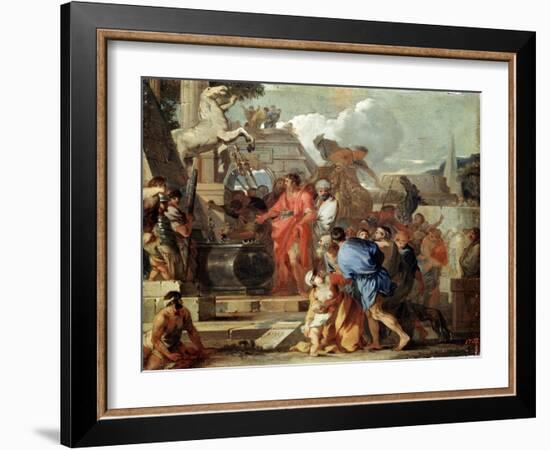 Augustus before the Tomb of Alexander the Great, 17th Century-Sébastien Bourdon-Framed Giclee Print