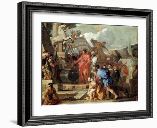 Augustus before the Tomb of Alexander the Great, 17th Century-Sébastien Bourdon-Framed Giclee Print