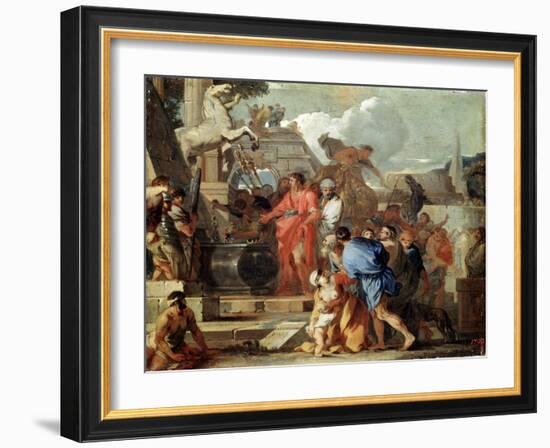 Augustus before the Tomb of Alexander the Great, 17th Century-Sébastien Bourdon-Framed Giclee Print