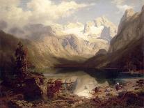 An Extensive Alpine Lake Landscape, 1862-Augustus Wilhelm Leu-Framed Premier Image Canvas