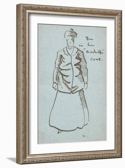 Auntie Bee in Her Rashelfe Coat (Pen and Ink)-Joseph Crawhall-Framed Giclee Print