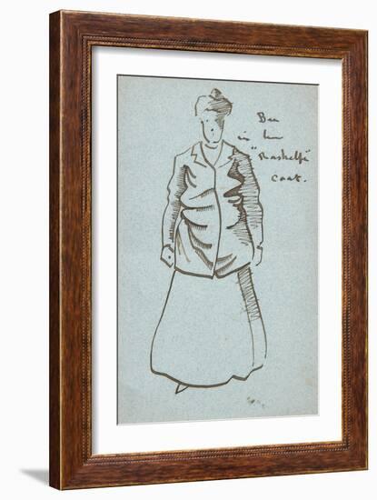 Auntie Bee in Her Rashelfe Coat (Pen and Ink)-Joseph Crawhall-Framed Giclee Print