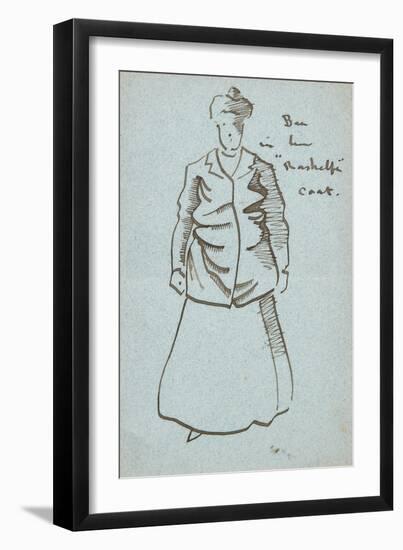 Auntie Bee in Her Rashelfe Coat (Pen and Ink)-Joseph Crawhall-Framed Giclee Print