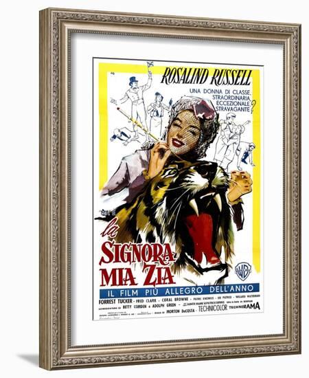 Auntie Mame, (AKA La Signora Mia Zia), Italian Poster Art, Rosalind Russell, 1958-null-Framed Art Print