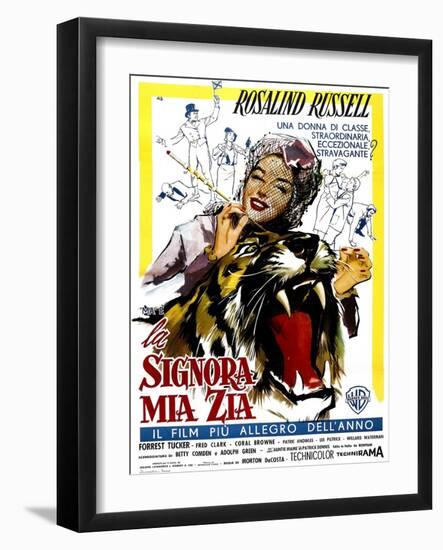Auntie Mame, (AKA La Signora Mia Zia), Italian Poster Art, Rosalind Russell, 1958-null-Framed Art Print