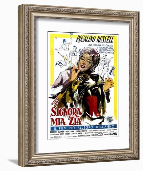 Auntie Mame, (AKA La Signora Mia Zia), Italian Poster Art, Rosalind Russell, 1958-null-Framed Premium Giclee Print