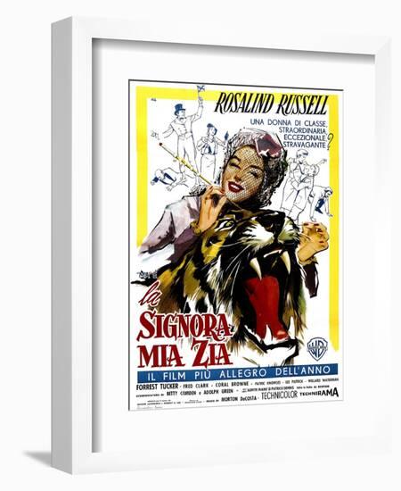 Auntie Mame, (AKA La Signora Mia Zia), Italian Poster Art, Rosalind Russell, 1958-null-Framed Premium Giclee Print