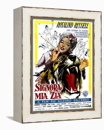 Auntie Mame, (AKA La Signora Mia Zia), Italian Poster Art, Rosalind Russell, 1958-null-Framed Stretched Canvas