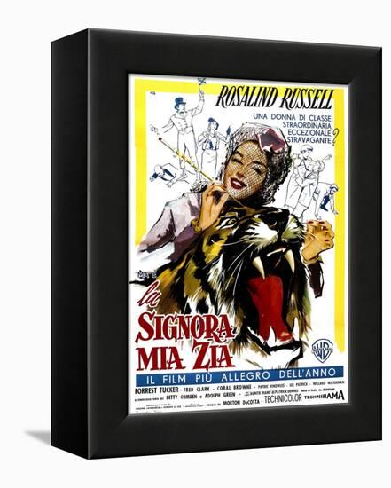 Auntie Mame, (AKA La Signora Mia Zia), Italian Poster Art, Rosalind Russell, 1958-null-Framed Stretched Canvas